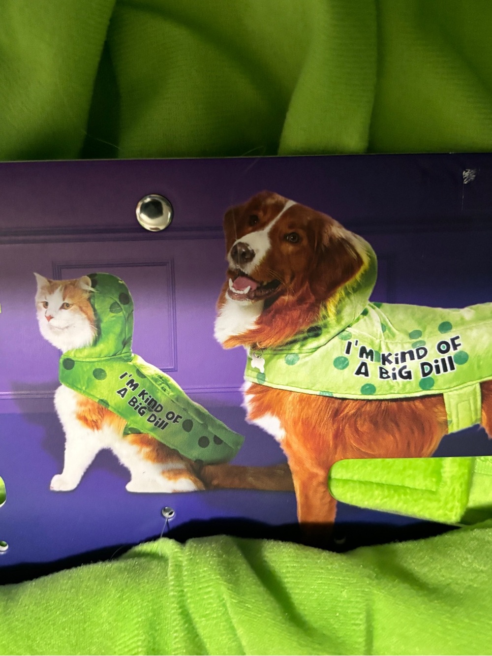 Bootique Green Polka Dot Pet dill pickle costume-“I'm Kind of a Big Dill" small